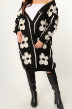 Load image into Gallery viewer, “LAYSHA” BLACK &amp; WHITE FLORAL CARDIGAN
