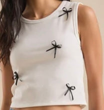 Load image into Gallery viewer, "BLACK BOW " WHITE TANK SHIRT
