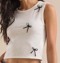 Load image into Gallery viewer, "BLACK BOW " WHITE TANK SHIRT

