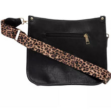 Load image into Gallery viewer, Black Leather Cheetah Crossbody Bag
