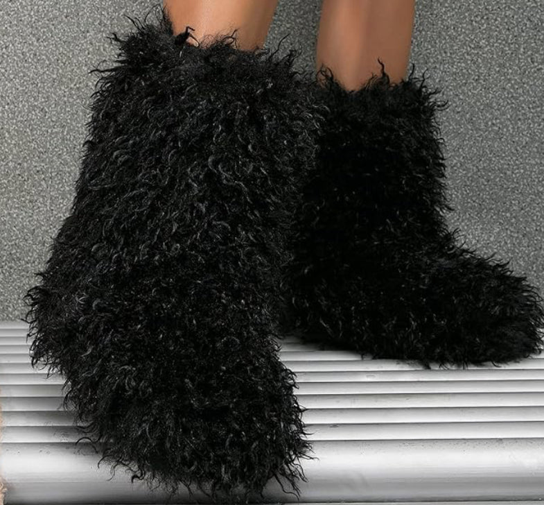 “FAUX FURR” BLACK BOOTS