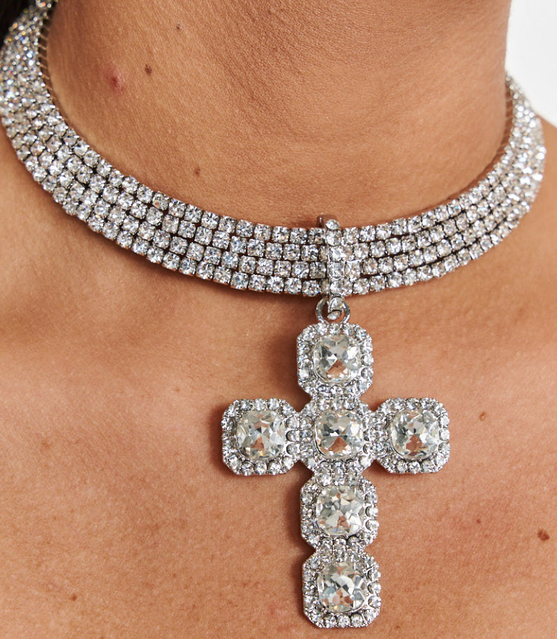 “CRUSHED CROSS” DIAMOND NECKLACE