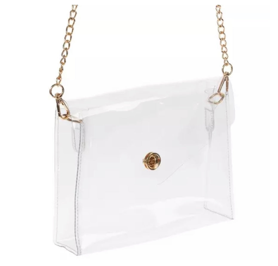 Clear & Gold Crossbody Handbag