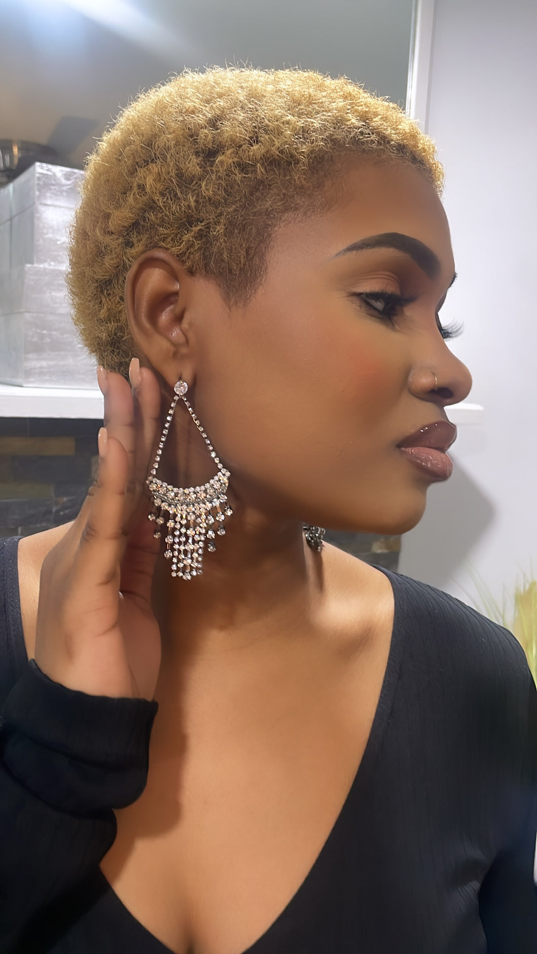 Queen Goddess Silver Diamond Earrings