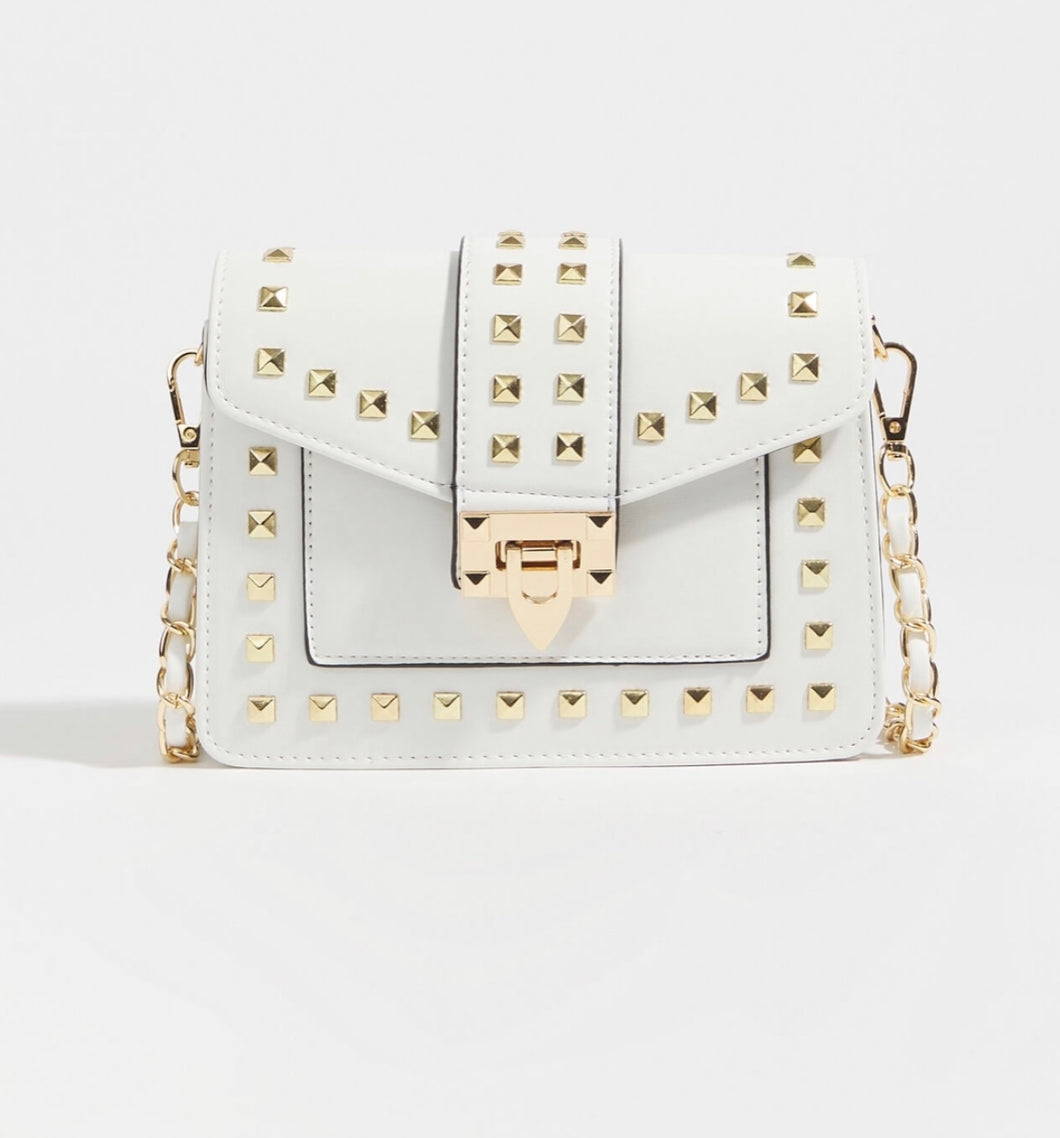 White Block Gold Square Handbag