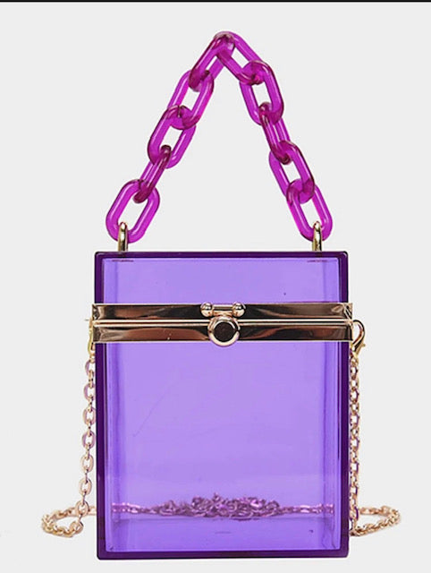 Purple Acrylic Box Handbag