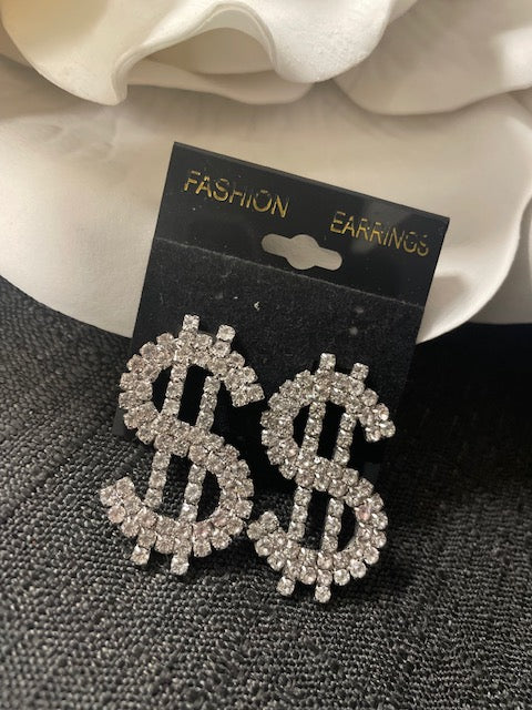 Money Bling Stud Earrings