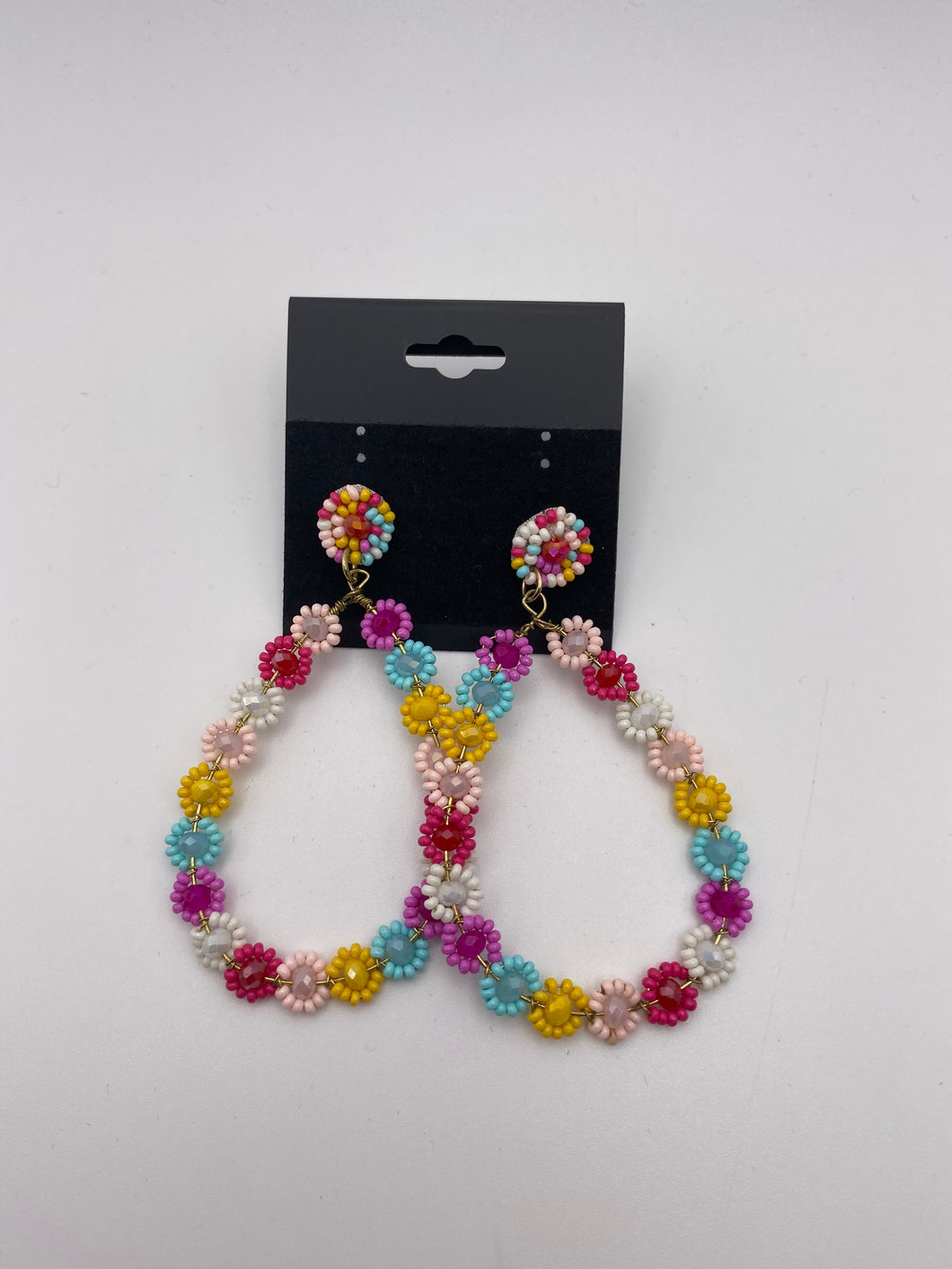 Circle Flower Colorful Beading Earrings