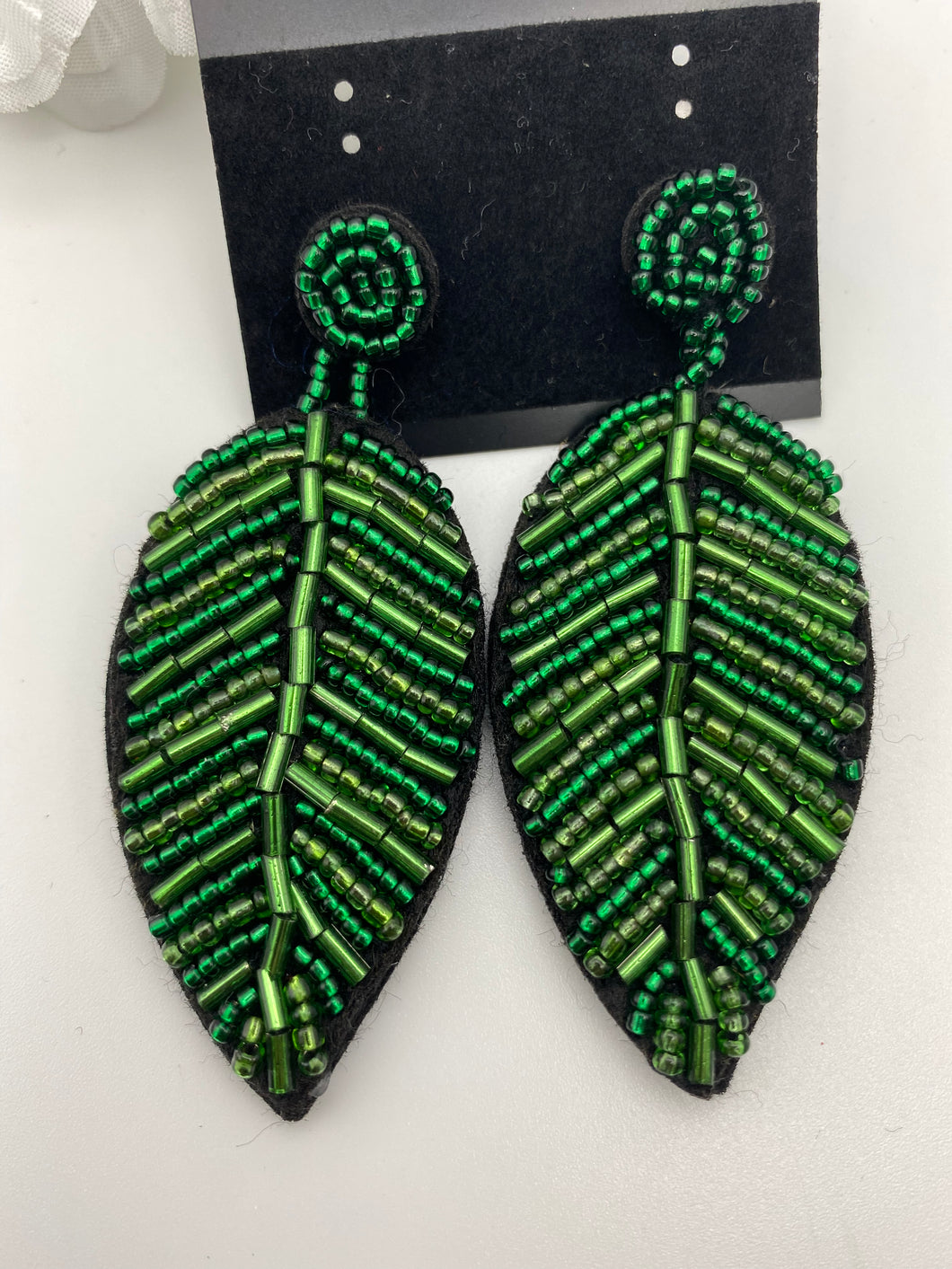 Sage Green Beaded Earrings