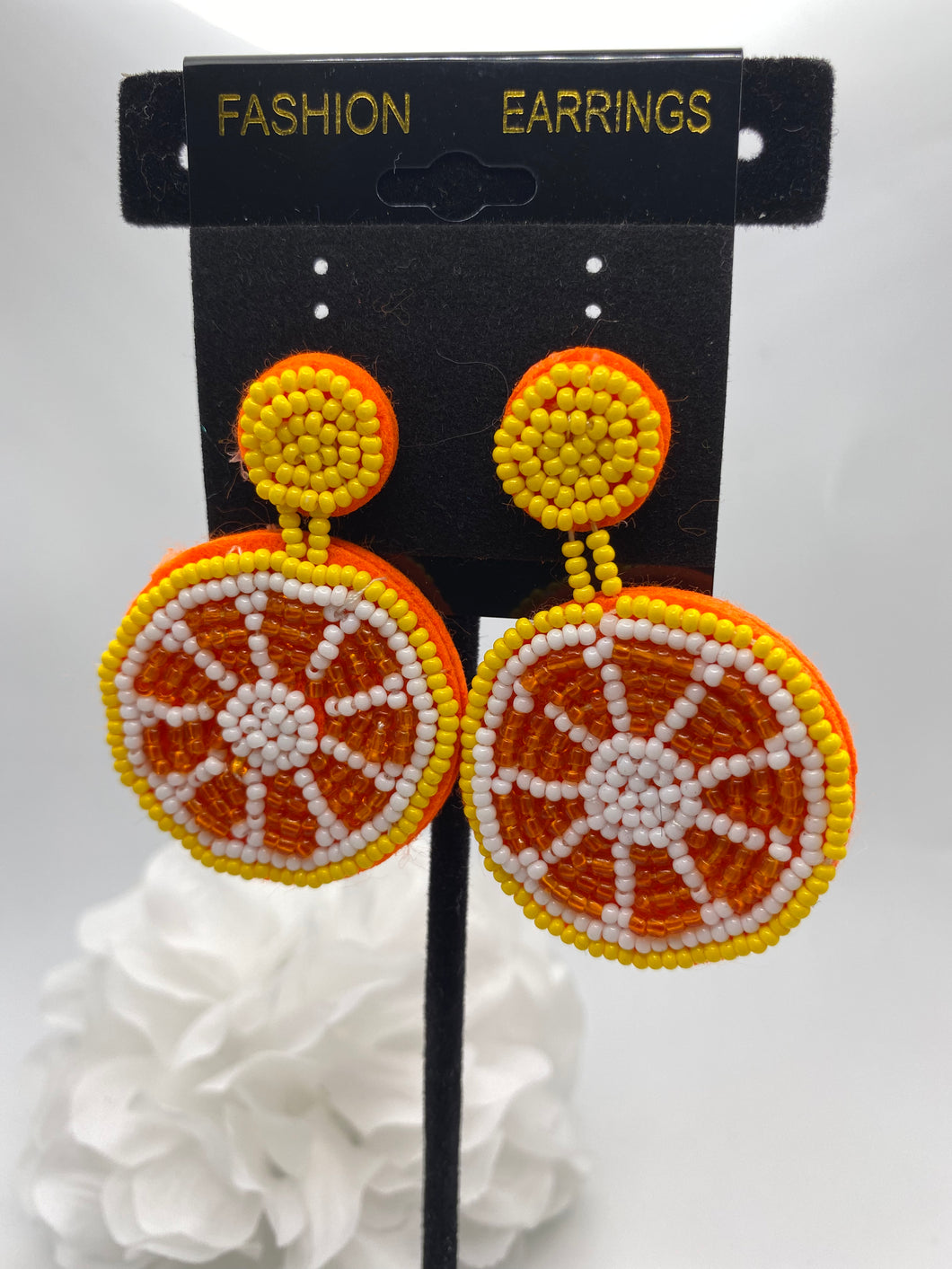 Orange Citrus Beaded Earrings