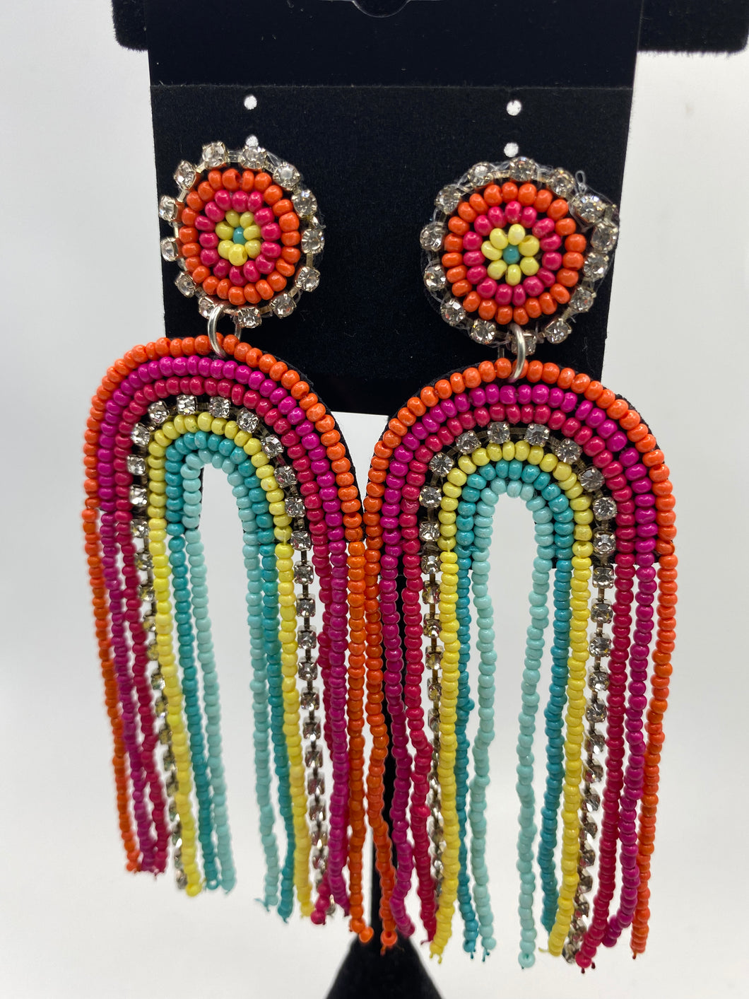 Colorful Diamond Beaded Earrings