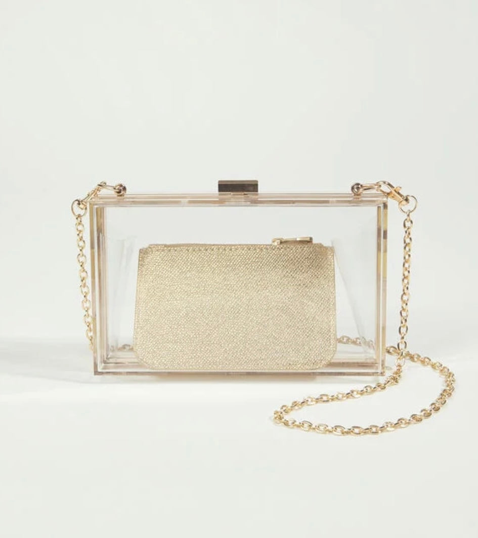 Gold Clear Acrylic Handbag