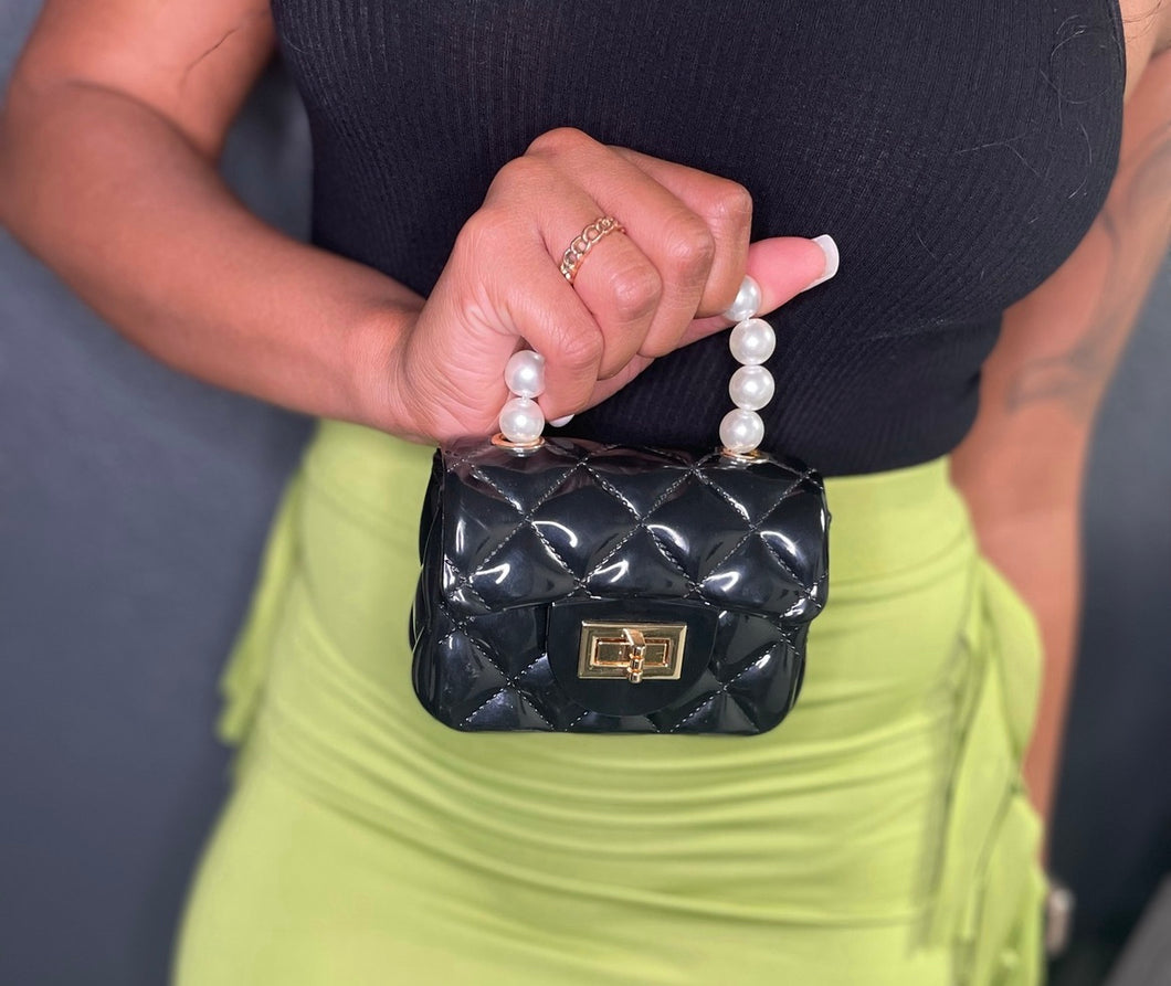 Mini Black Pearly Pearls Handbag